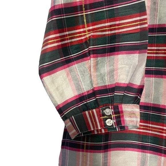 Crown & Ivy Plaid Dress Ruffle Neck, Size Medium - Picture 4 of 6